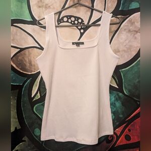 White Square Neck Rib Tank, INC International Concepts, Worn Once
